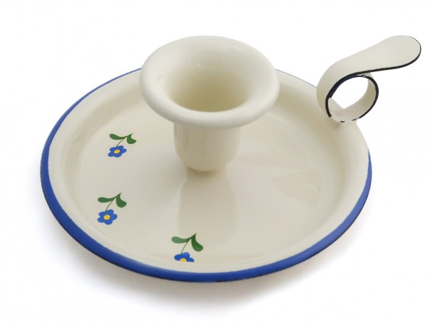 Emaille-Kerzenhalter mit Blümchendekor