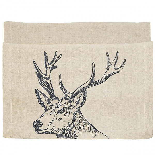 Tischläufer, Motiv Hirsch, 50% Leinen / 50% Baumwolle