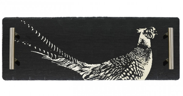 kleines Serviertablett aus Schiefer, Motiv Fasan