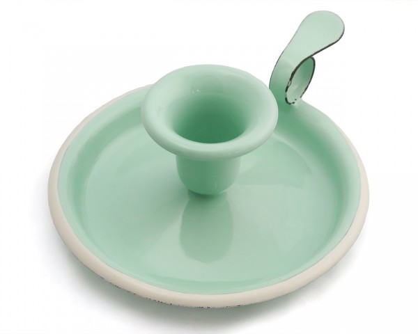 Kerzenhalter aus Emaille, mintgrün