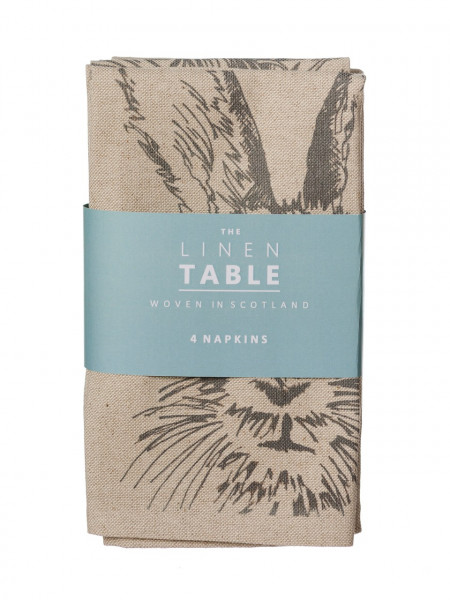 Servietten - 4 Stück | Leinen 50/50 | Motiv Hase