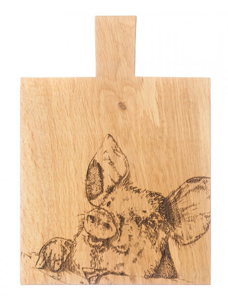 Servier- & Schneidebrett mit Gravur 'Smiling Pig'