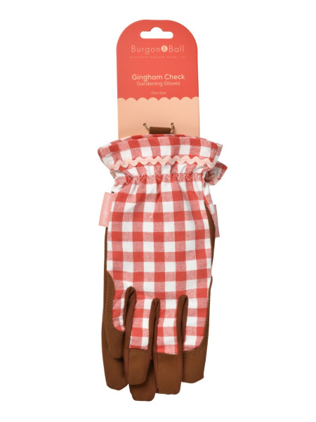 Gartenhandschuhe rot kariert | Verpackung
