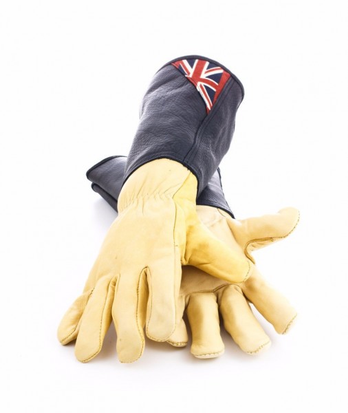 Bradley's Lederhandschuhe Anti-Brombeer mit British Flag Stulpe