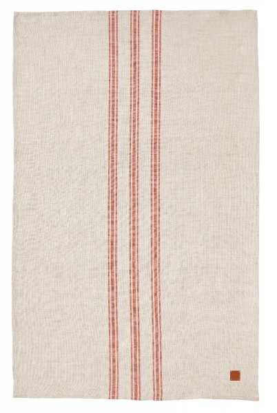 Geschirrtuch aus 100% Leinen, Streifen Koralle