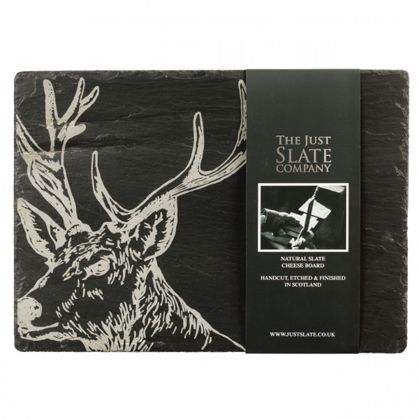 Käseplatte aus Schiefer, Motiv Hirsch | The Just Slate Company