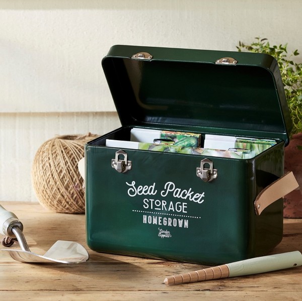 Seed Packets Storage Tin, Dark-Green