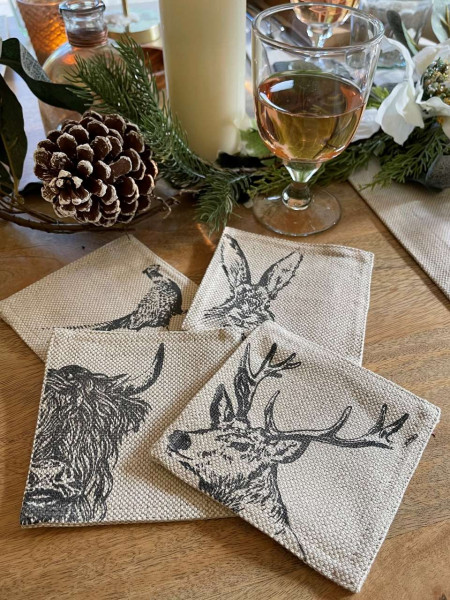 Glas-Untersetzer Highland-Quartett | Weihnachten