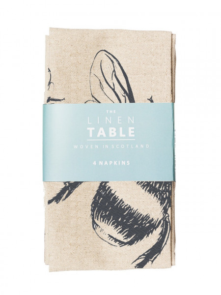 Servietten - 4 Stück | Leinen 50/50 | Motiv Biene