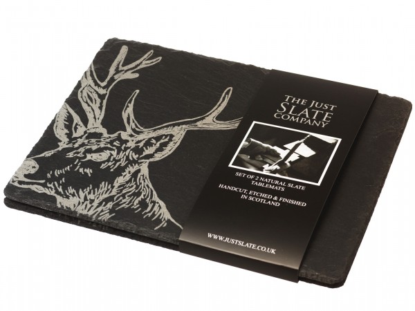 Hirsch | 2-er Set Platzteller aus Schiefer, The Just Slate Company