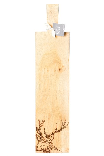 Long Paddle, Servierbrett mit Griff, lang und schmal, Motiv Hirsch
