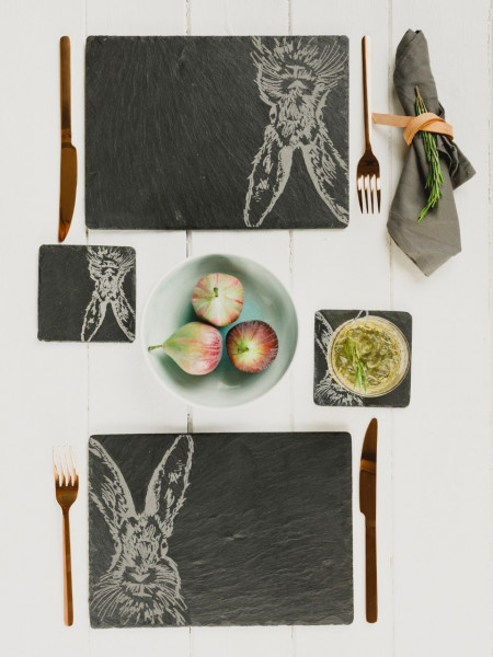 Schiefer-Platzset, Motiv Hase | The Just Slate Company - Selbrae House