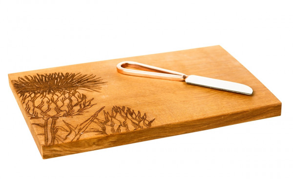 Distel | Eichenbrett mit Käsemesser aus Edelstahl