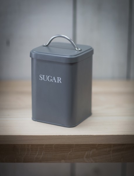 Zuckerdose aus Metall - in dunklem oder hellem Grau