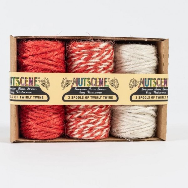 Twirly Twines | Jute-Minispulen 3er-Pack rot/weiß