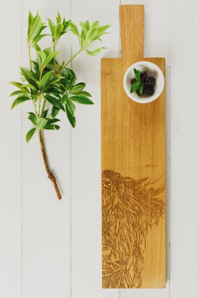 Highland Cow | Paddle- Servierbrett aus Eiche | Long
