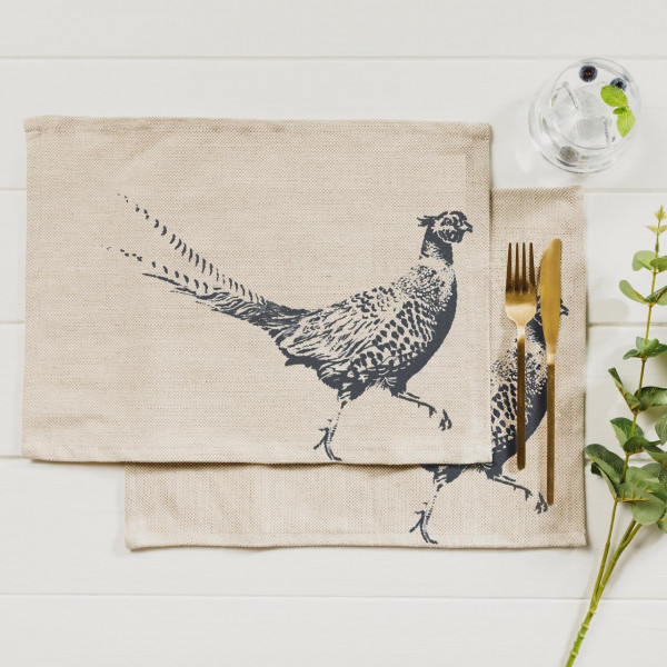 Tischset | Motiv Fasan, 50% Leinen / 50% Baumwolle
