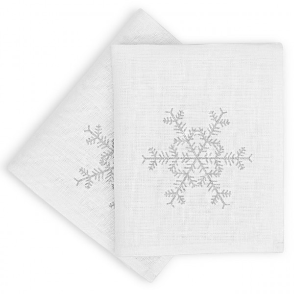 Leinen-Servietten Schneeflocke, Weiß