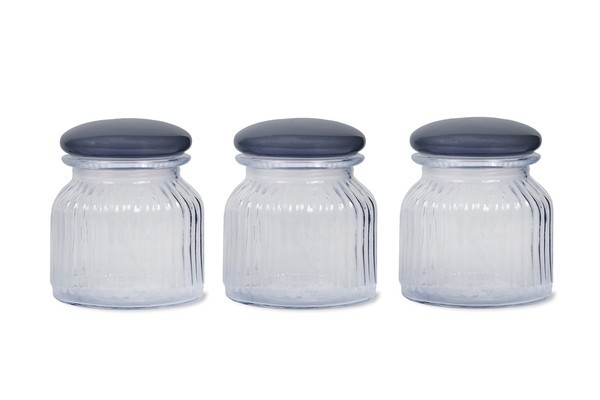 3er-Set Cornbury Vorratsgläser, Emailledeckel schiefergrau