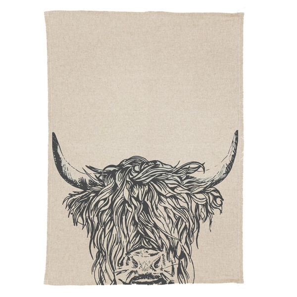 Geschirrtuch Highland Cow / Hochlandrind | 5o% Leinen - 50% Baumwolle