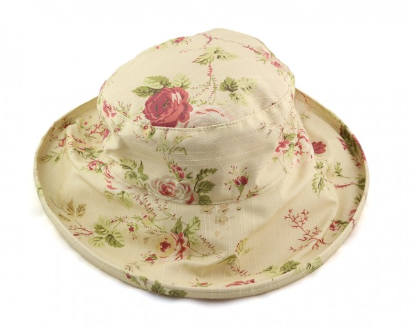 Leinenhut floral pink