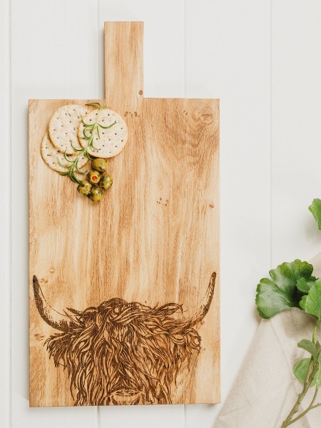 Highland Cow | Large Paddle - Servierbrett aus Eiche