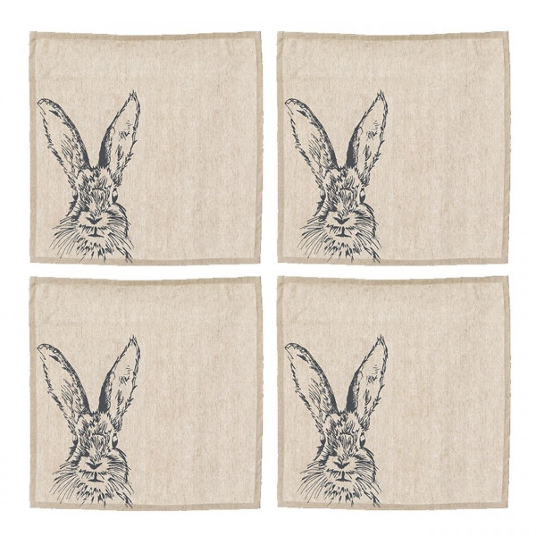 Hase | 4er-Set Servietten | Leinen 50/50