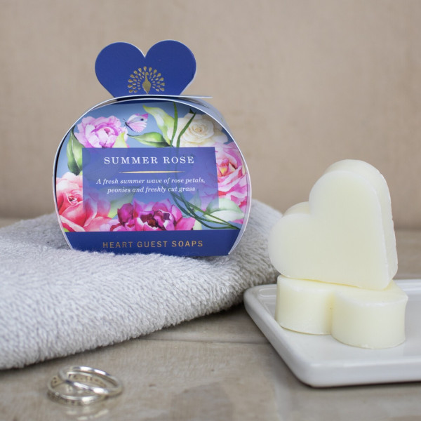 Drei Luxus-Seifenherzchen Sommer-Rose | von 'The English Soap Company'