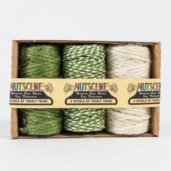 Twirly Twines | Jute-Minispulen 3er-Pack grün/weiß