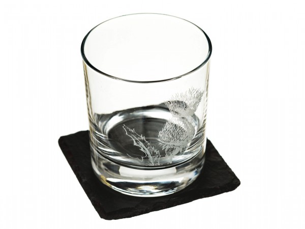 Set - Tumbler mit Untersetzer, Motiv Schottische Distel