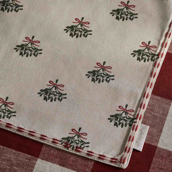 2er-Tischset Mistletoe - Mistelzweig | mit besticktem Rand