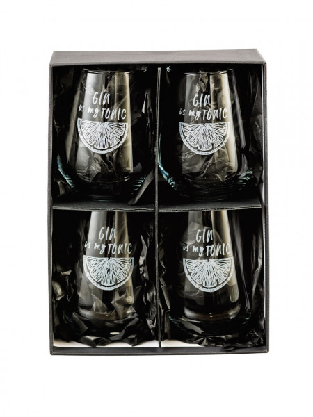 Longdrinkgläser, Gravur "Gin is my Tonic"