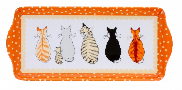 Schmales Serviertablett, Design 'Cats in Waiting' - die wartenden Katzen - von Ulster Weavers