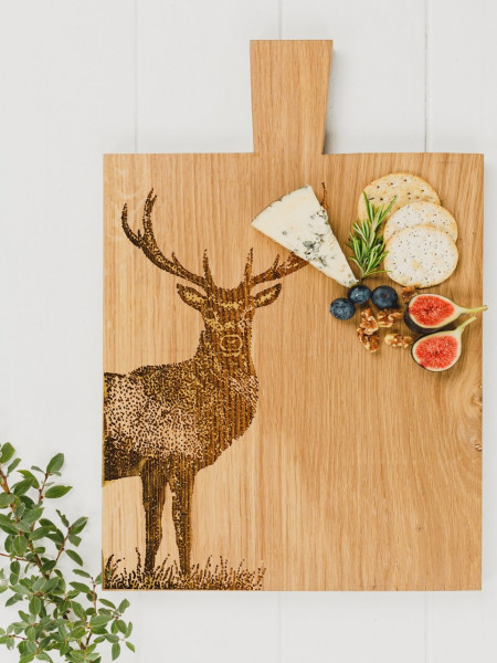 Hirsch | Paddle- Servierbrett aus Eiche | Medium