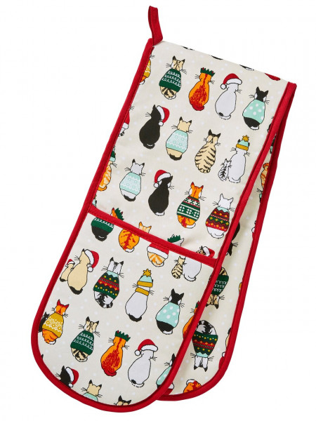 Weihnachts-Backofenhandschuh | Wartende Katzen