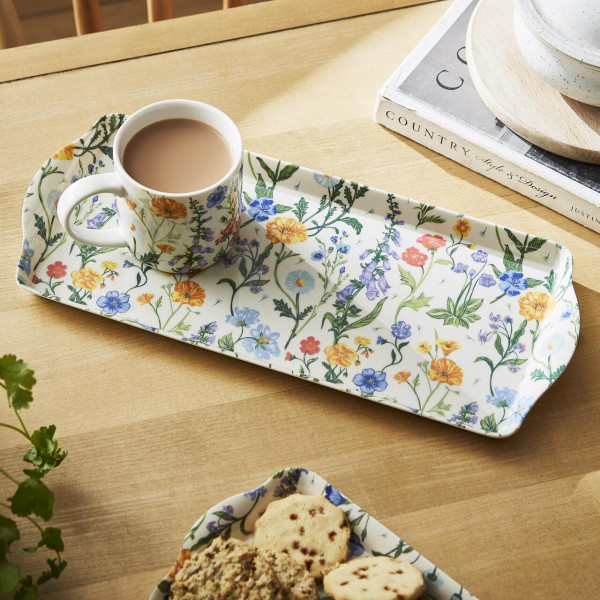 Schmale Serviertablett und Tasse Bauerngarten - Cottage Garden