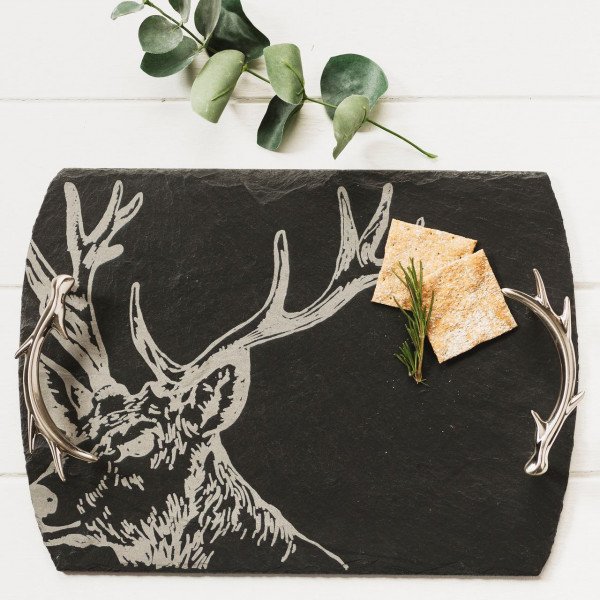 Hirsch | Serviertablett aus Schiefer, medium