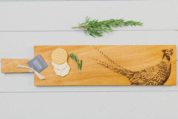 Fasan | Paddle- Servierbrett aus Eiche | Long