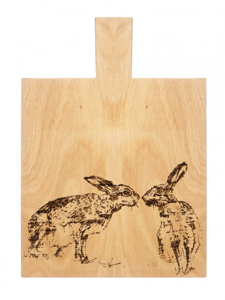 Servier- & Schneidebrett mit Gravur 'Kissing Hares'