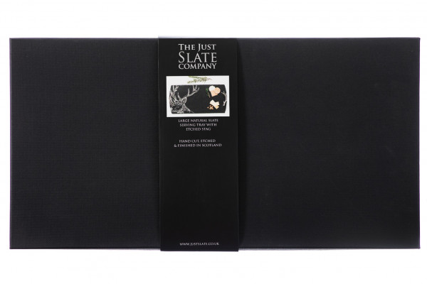 Edle Präsentbox der großen Hirsch - Servierplatte aus Schiefer | The Just Slate Company