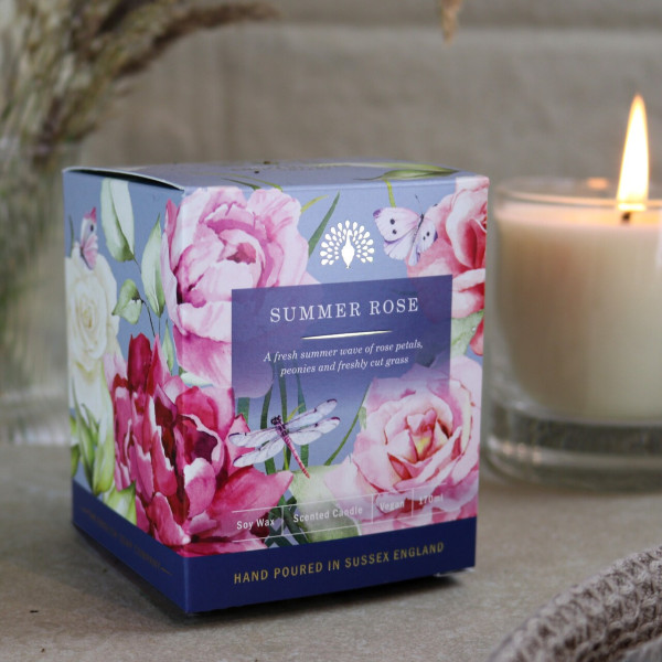 Sanftes Kerzenlicht mit schönem Duft | Sommer-Rose | belebt und entspannt.