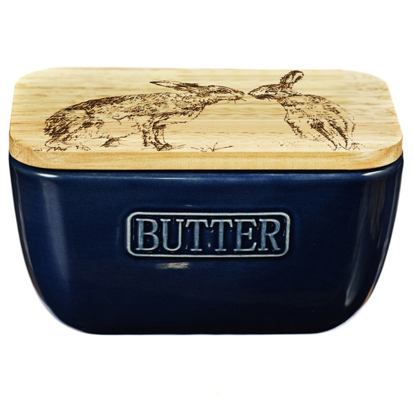 Kissing Hares | Butterdose blau