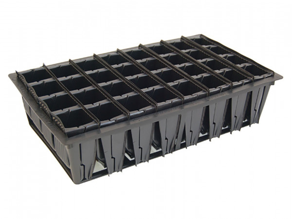 32 wiederverwendbare, 8 cm tiefe Pflanzzellen in einem Gestell