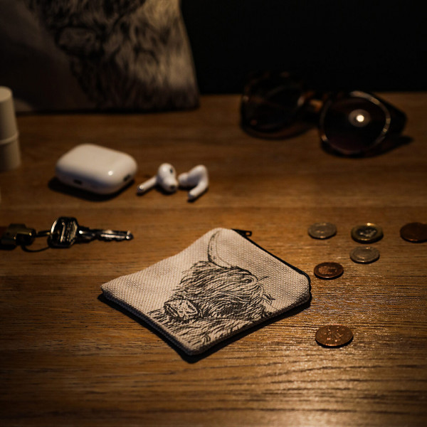 Leinen-Penny-Beutel | Highland Cow | von Selbrae House, Schottland