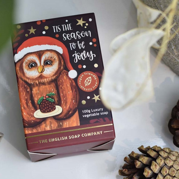 Geschenkseife Eule | "Es ist die Jahreszeit um fröhlich zu sein!"