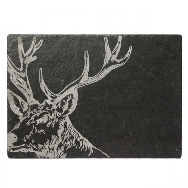 Schiefer-Käseplatte, Motiv Hirsch