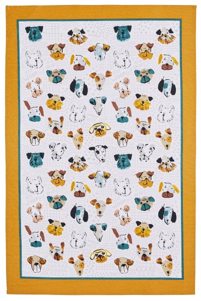 Baumwoll-Geschirrtuch Hundegesichter, von Ulster Weavers