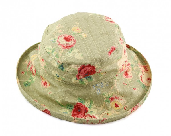 Leinenhut floral grün