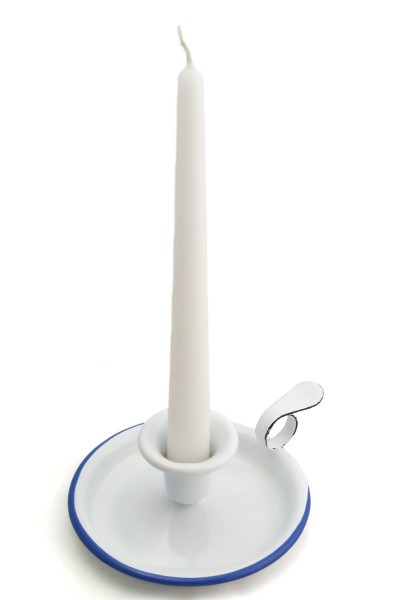 Kezrenhalter aus Emaille, blauer Rand