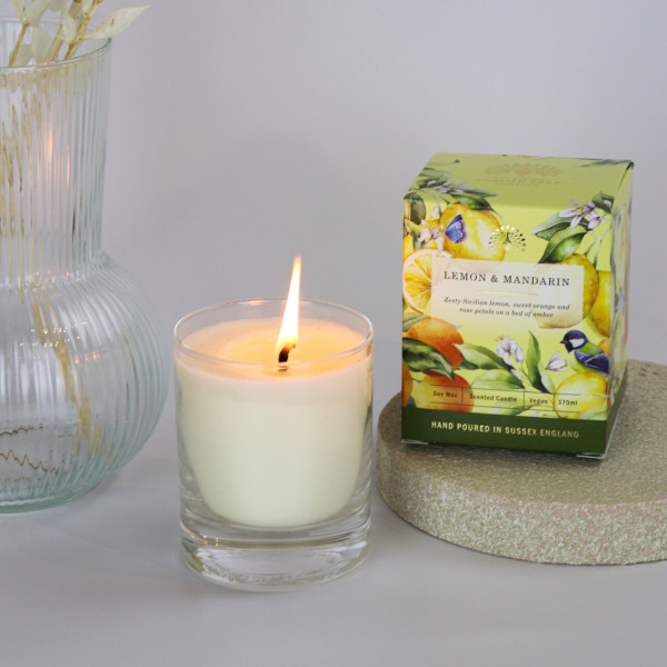 Sanftes Kerzenlicht mit schönem Duft | Zitrone & Mandarine | belebt und entspannt.